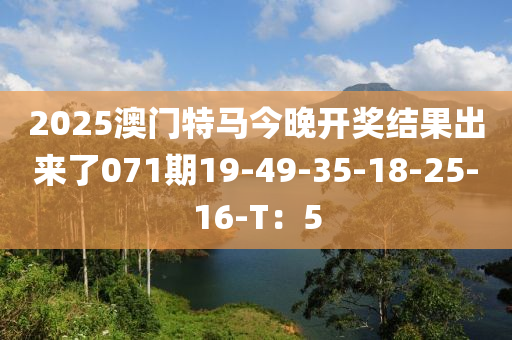 2025澳門特馬今晚開獎結(jié)果出來了071期19-49-35-18-25-16-T：5