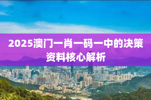 2025澳門一肖一碼一中的決策資料核心解析