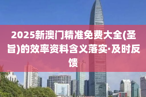 2025新澳門精準免費大全(圣旨)的效率資料含義落實·及時反饋