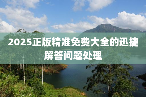 2025正版精準(zhǔn)免費(fèi)大全的迅捷解答問題處理