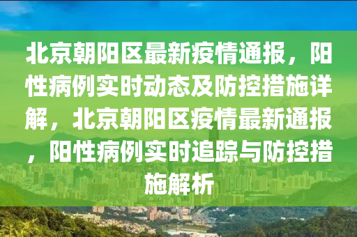 北京朝陽區(qū)最新疫情通報(bào)，陽性病例實(shí)時(shí)動(dòng)態(tài)及防控措施詳解，北京朝陽區(qū)疫情最新通報(bào)，陽性病例實(shí)時(shí)追蹤與防控措施解析