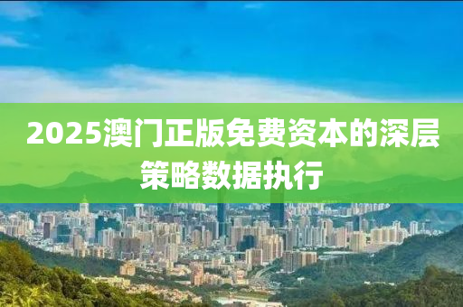 2025澳門正版免費資本的深層策略數(shù)據(jù)執(zhí)行