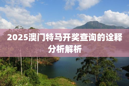 2025澳門特馬開獎查詢的詮釋分析解析