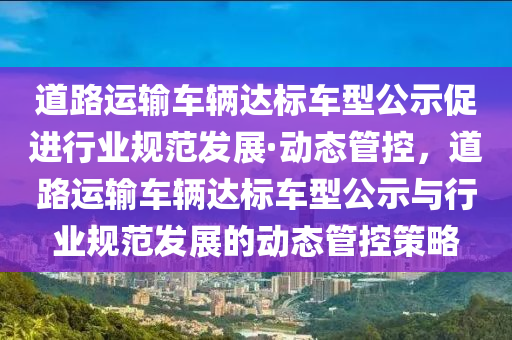 道路運輸車輛達標車型公示促進行業(yè)規(guī)范發(fā)展·動態(tài)管控，道路運輸車輛達標車型公示與行業(yè)規(guī)范發(fā)展的動態(tài)管控策略