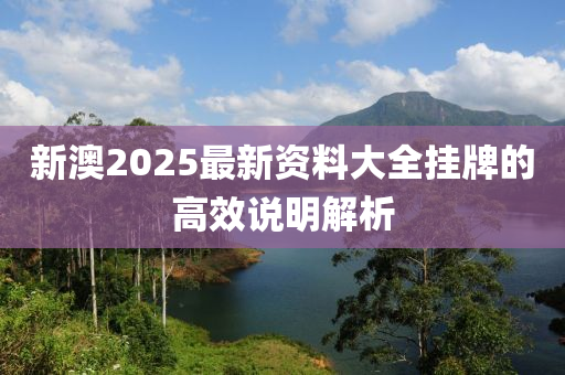 新澳2025最新資料大全掛牌的高效說(shuō)明解析