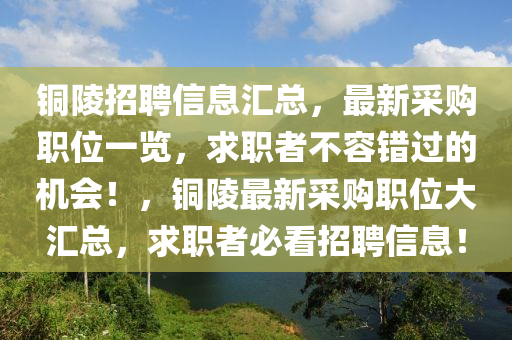 銅陵招聘信息匯總，最新采購職位一覽，求職者不容錯(cuò)過的機(jī)會！，銅陵最新采購職位大匯總，求職者必看招聘信息！