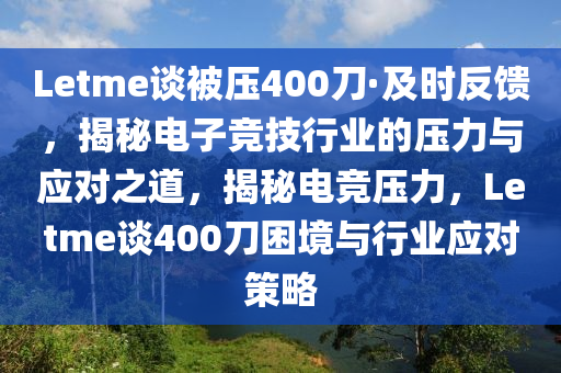 Letme談被壓400刀·及時(shí)反饋，揭秘電子競(jìng)技行業(yè)的壓力與應(yīng)對(duì)之道，揭秘電競(jìng)壓力，Letme談400刀困境與行業(yè)應(yīng)對(duì)策略