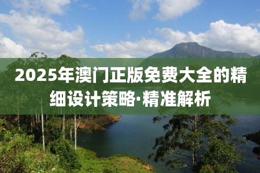 2025年澳門正版免費大全的精細設(shè)計策略·精準解析