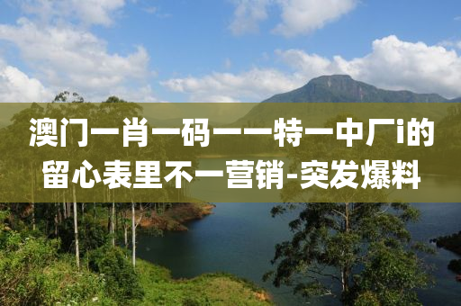 澳門一肖一碼一一特一中廠i的留心表里不一營(yíng)銷-突發(fā)爆料