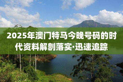 2025年澳門特馬今晚號碼的時代資料解剖落實·迅速追蹤