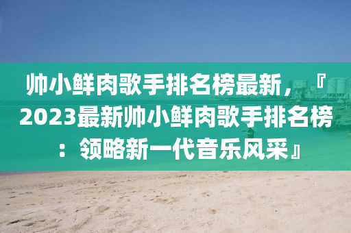 帥小鮮肉歌手排名榜最新，『2023最新帥小鮮肉歌手排名榜：領(lǐng)略新一代音樂(lè)風(fēng)采』