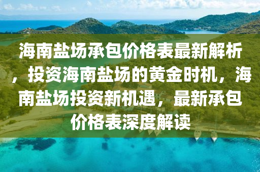 海南鹽場承包價格表最新解析，投資海南鹽場的黃金時機，海南鹽場投資新機遇，最新承包價格表深度解讀