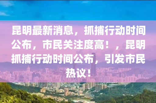 昆明最新消息，抓捕行動時間公布，市民關注度高！，昆明抓捕行動時間公布，引發(fā)市民熱議！