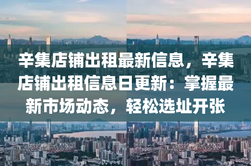 辛集店鋪出租最新信息，辛集店鋪出租信息日更新：掌握最新市場動態(tài)，輕松選址開張