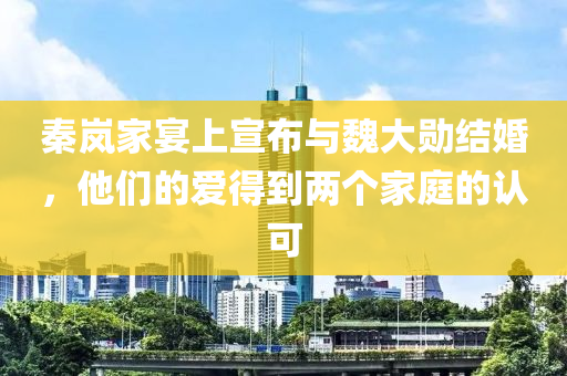 秦嵐家宴上宣布與魏大勛結(jié)婚，他們的愛得到兩個家庭的認可