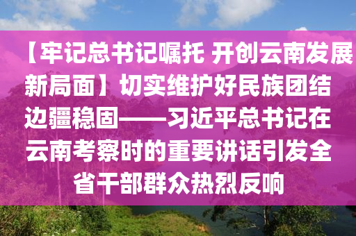 【牢記總書記囑托 開創(chuàng)云南發(fā)展新局面】切實維護好民族團結邊疆穩(wěn)固——習近平總書記在云南考察時的重要講話引發(fā)全省干部群眾熱烈反響