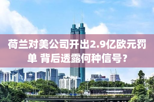 荷蘭對美公司開出2.9億歐元罰單 背后透露何種信號？