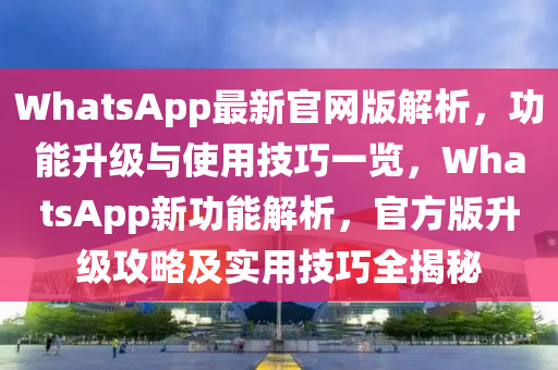 WhatsApp最新官網(wǎng)版解析，功能升級與使用技巧一覽，WhatsApp新功能解析，官方版升級攻略及實用技巧全揭秘