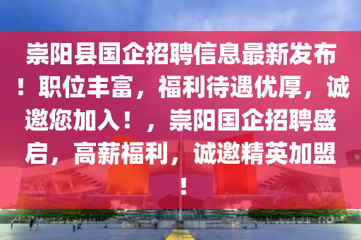 崇陽(yáng)縣國(guó)企招聘信息最新發(fā)布！職位豐富，福利待遇優(yōu)厚，誠(chéng)邀您加入！，崇陽(yáng)國(guó)企招聘盛啟，高薪福利，誠(chéng)邀精英加盟！