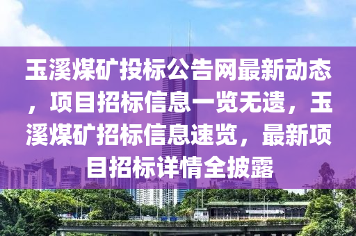 玉溪煤礦投標公告網(wǎng)最新動態(tài)，項目招標信息一覽無遺，玉溪煤礦招標信息速覽，最新項目招標詳情全披露