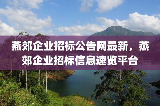 燕郊企業(yè)招標公告網(wǎng)最新，燕郊企業(yè)招標信息速覽平臺