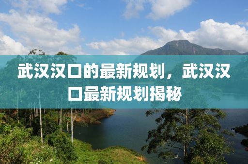 武漢漢口的最新規(guī)劃，武漢漢口最新規(guī)劃揭秘